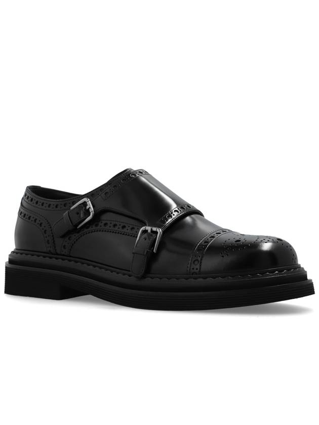 Dolce & Gabbana Leather Shoes With Decorative Perforation, Men's, Black - DOLCE&GABBANA - BALAAN 4