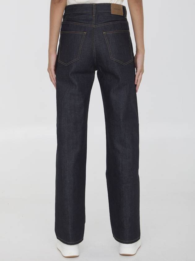 High Rise Denim Straight Jeans Blue - SAINT LAURENT - BALAAN 5