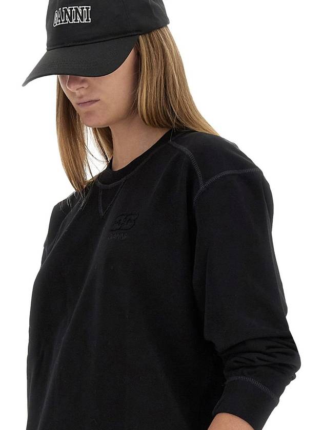 Isoli Drop Shoulder Sweatshirt Black - GANNI - BALAAN 5