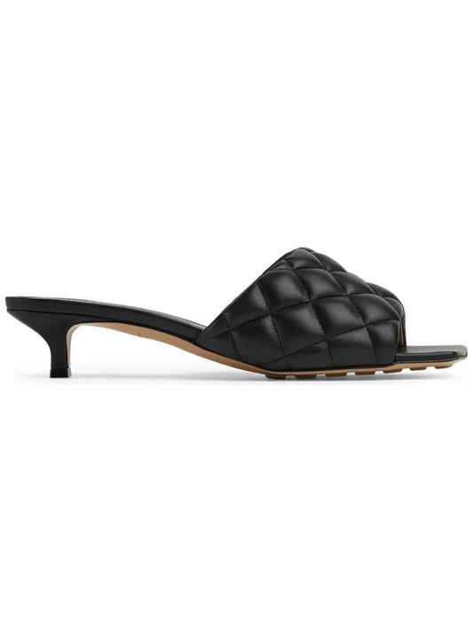 Padded Leather Sandals Heel Black - BOTTEGA VENETA - BALAAN 1