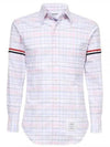 Men's Plaid Three Stripes Armband Oxford Long Sleeve Shirt Light Pink - THOM BROWNE - BALAAN 2