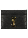 Gold Hardware Matelasse Caviar Leather Card Wallet Black - SAINT LAURENT - BALAAN 2