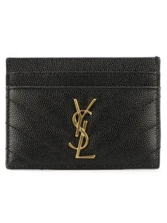 Gold Hardware Matelasse Caviar Leather Card Wallet Black - SAINT LAURENT - BALAAN 2