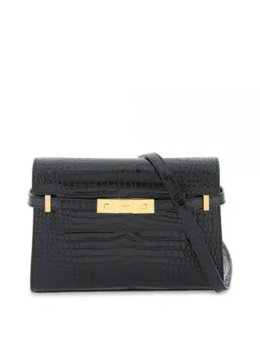 Manhattan Crocodile Small Shoulder Bag Black - SAINT LAURENT - BALAAN 2