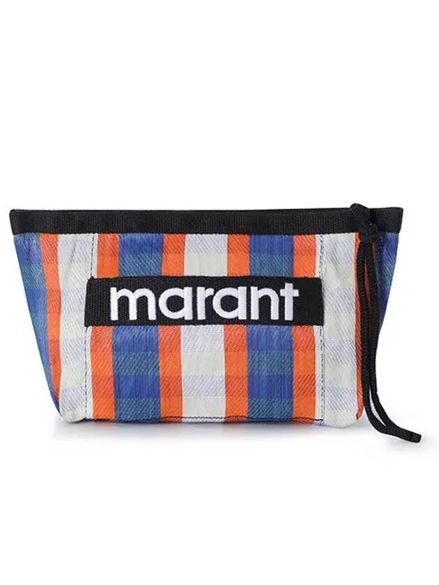 Embroidered Logo Pouch Bag Blue - ISABEL MARANT - BALAAN 3