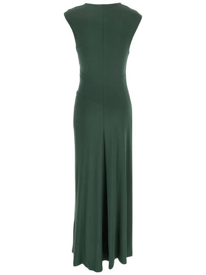 'Acacia' Green Crewneck Sleeveless Long Dress With Ruched Details On The Waist In Rayon Stretch Woman - SIMKHAI - BALAAN 2