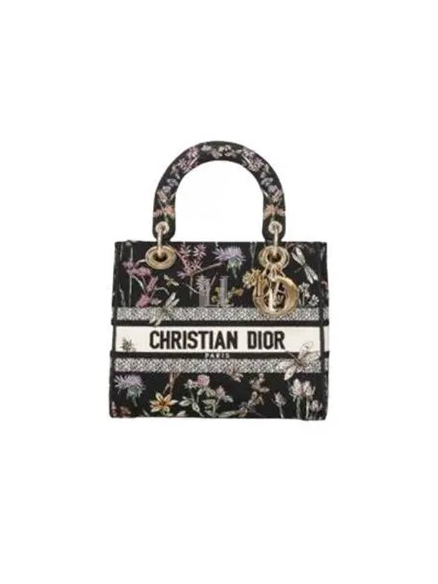 Lady D-Lite Herbarium Embroidery Medium Tote Bag Black - DIOR - BALAAN 2