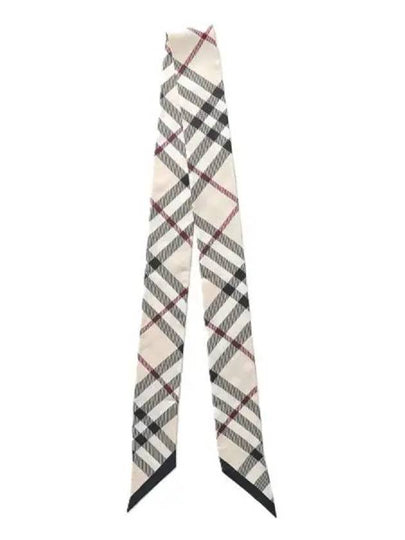 Skinny Check Silk Scarf Stone - BURBERRY - BALAAN 2