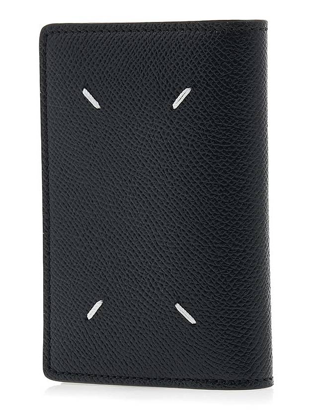 Stitched Bi-Fold Leather Card Wallet Black - MAISON MARGIELA - BALAAN 3