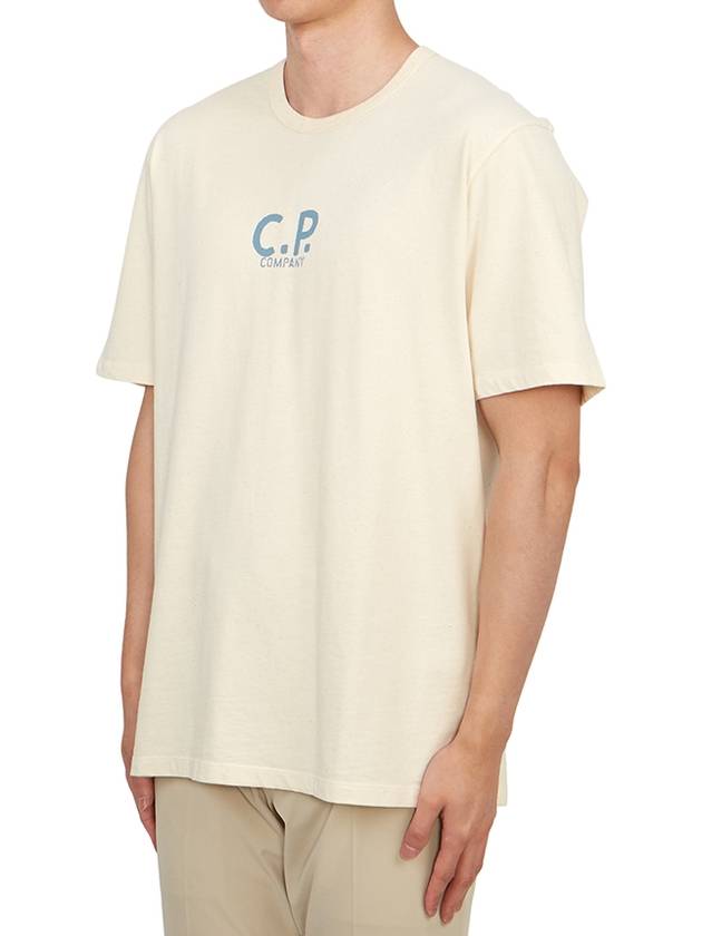 Natural Jersey Short Sleeve T-Shirt Beige - CP COMPANY - BALAAN 4