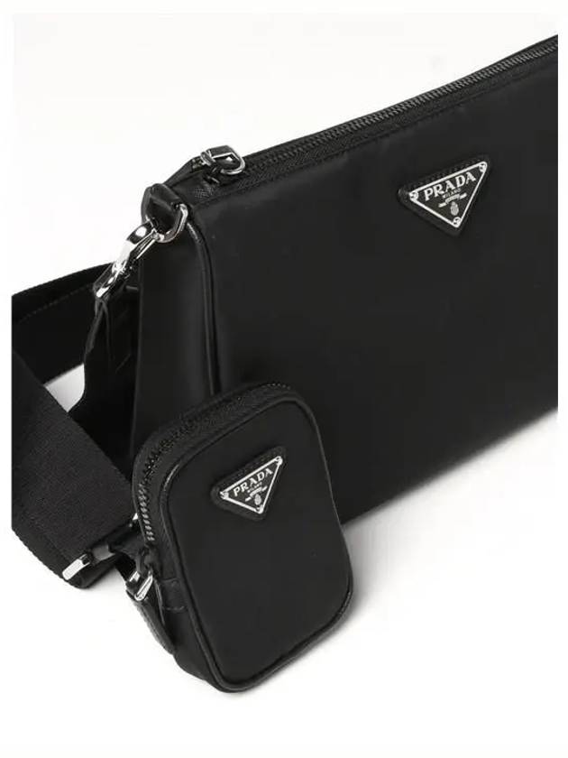 Triangle Logo Re-Nylon Saffiano Leather Shoulder Bag Black - PRADA - BALAAN 6