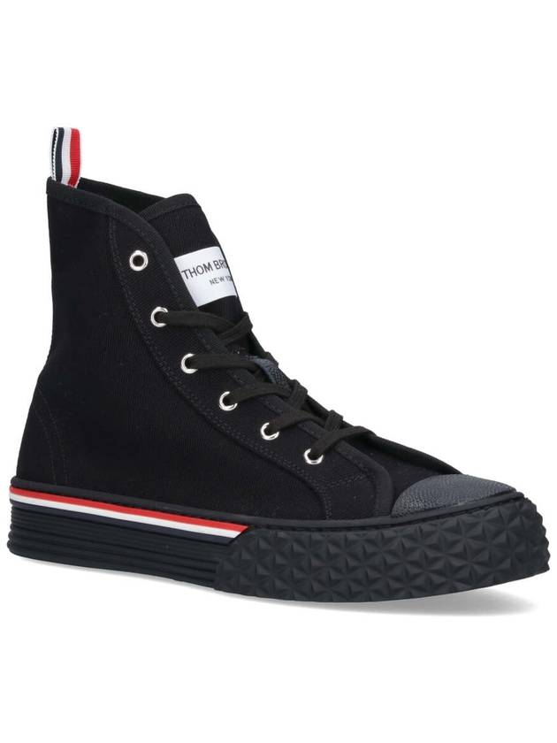 RWB Stripe Canvas Tartan Sole Collegiate High Top Sneakers Black - THOM BROWNE - BALAAN 3