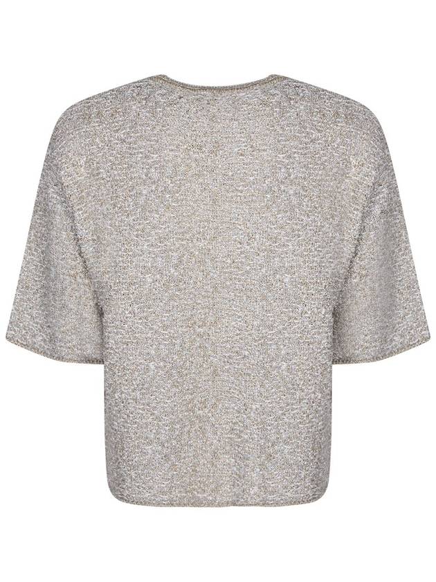 Crew Neck Metallic Threading Knit Short Sleeve T-shirt Grey - FABIANA FILIPPI - BALAAN 3