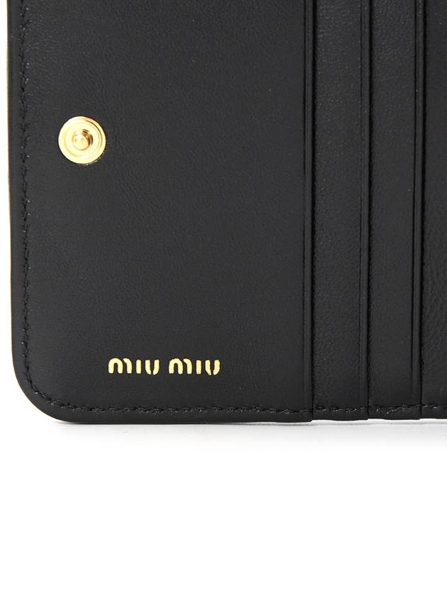 Matelasse Logo Zip Around Half Wallet Black - MIU MIU - BALAAN 9