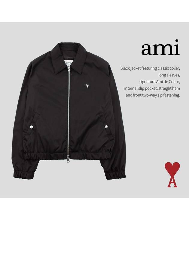 De Coeur Logo Zip-up Jacket Night Black - AMI - BALAAN 4