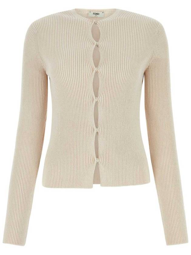 Cotton Blend Cardigan Beige - FENDI - BALAAN 2