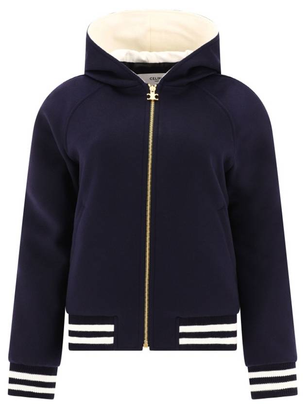 Teddy Double Face Cashmere Hooded Jacket Navy - CELINE - BALAAN 2