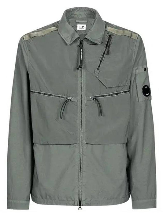 Men's Lens Waffen Garment Dye-over Zip-up Jacket Khaki - CP COMPANY - BALAAN 1