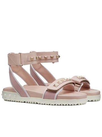 Rockstud Sandals Pink - VALENTINO - BALAAN 1