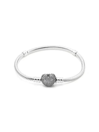 Moments Sparkling Heart Clasp Snake Chain Bracelet Silver - PANDORA - BALAAN 2