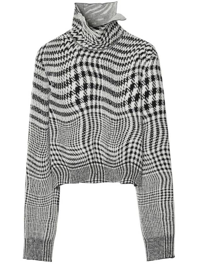 Warped Houndstooth High Neck Jacquard Turtleneck Monochrome - BURBERRY - BALAAN 1