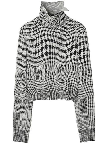 Warped Houndstooth High Neck Jacquard Turtleneck Monochrome - BURBERRY - BALAAN 1