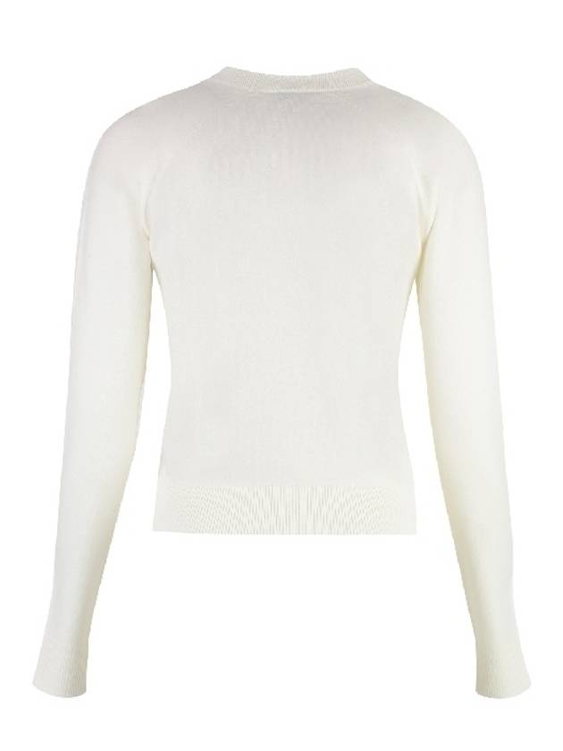 Embroidered Logo Wool Knit Top White - PATOU - BALAAN 3