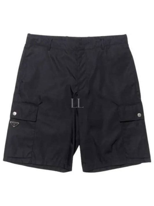 Triangular Logo Re-Nylon Bermuda Cargo Shorts Black - PRADA - BALAAN 2