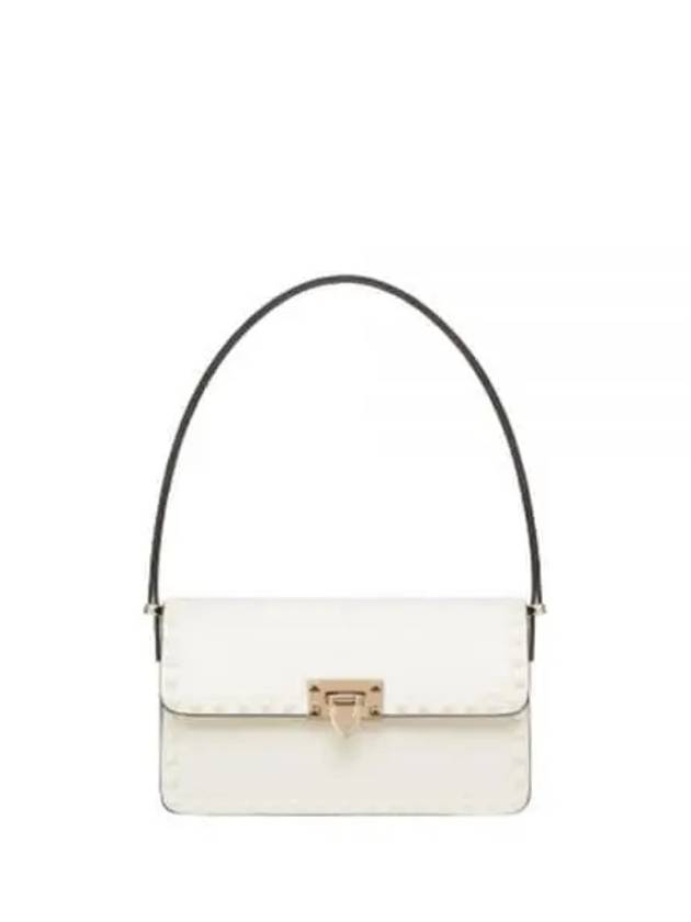 Rockstud Detail Leather Shoulder Bag White - VALENTINO - BALAAN 2