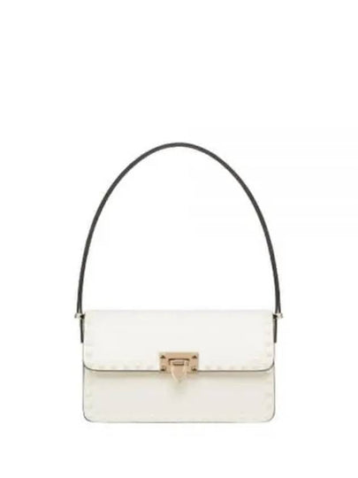 Rockstud Detail Leather Shoulder Bag White - VALENTINO - BALAAN 2