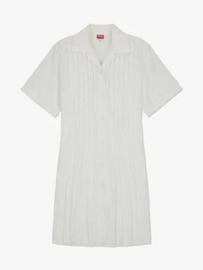 Poplin Shirt Cotton Short Dress White - KENZO - BALAAN 2