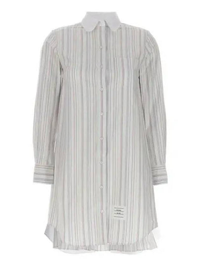 Pleated Back Striped Oxford Short Dress - THOM BROWNE - BALAAN 2