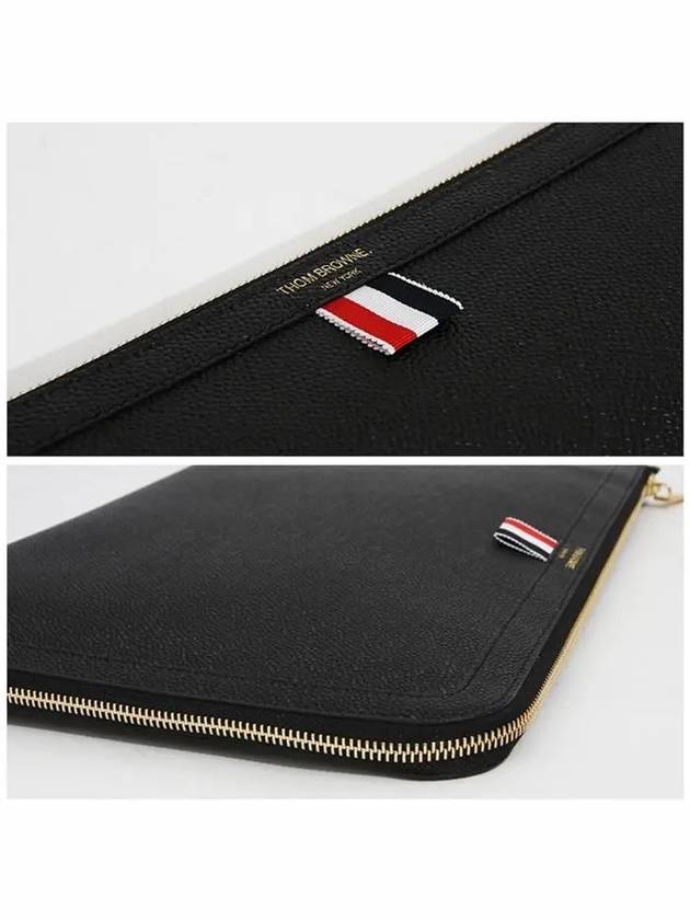 Three Stripes Tab Pebble Document Folio Clutch Bag Black - THOM BROWNE - BALAAN 4