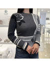 Women's Rose Intarsia Cashmere Pullover Knit Top Grey - THOM BROWNE - BALAAN 2