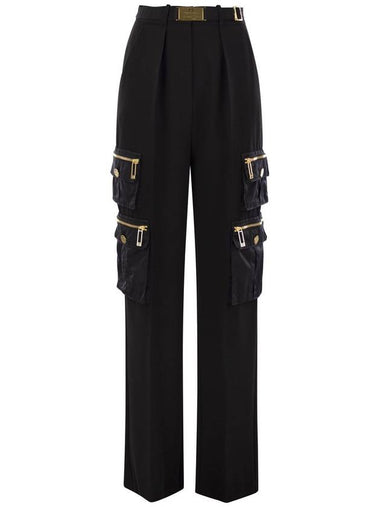 Straight crepe trousers with pockets and belt - ELISABETTA FRANCHI - BALAAN 1