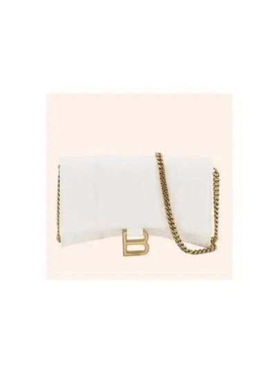 Hourglass Chain Crocodile Embossed Calfskin Medium Wallet White - BALENCIAGA - BALAAN 2