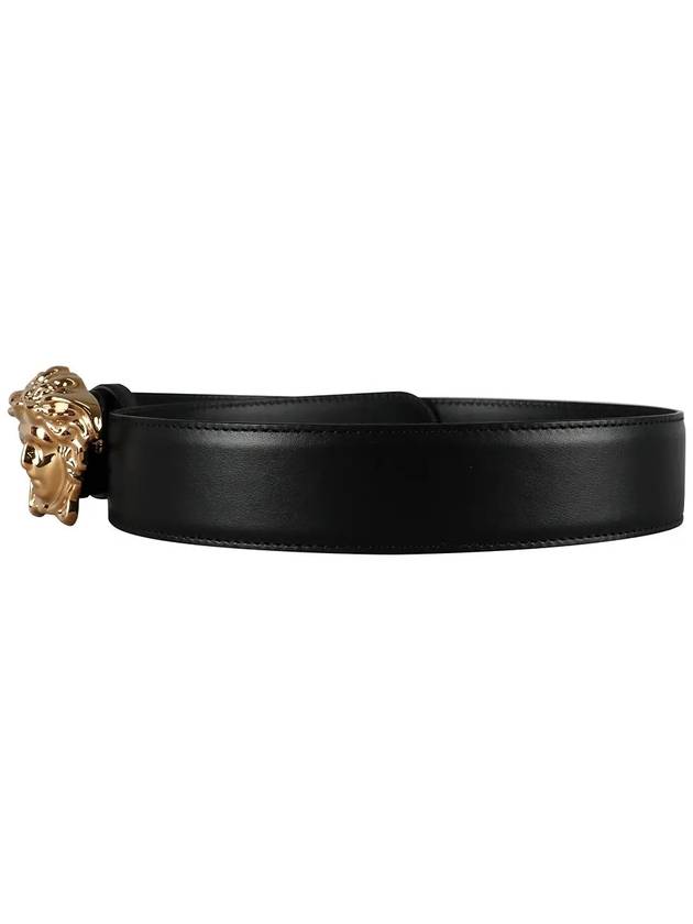 gold Medusa leather belt black - VERSACE - BALAAN.