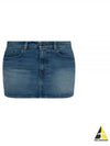 Women's Five Pocket Cotton Denim H-Line Skirt Blue - AMI - BALAAN.