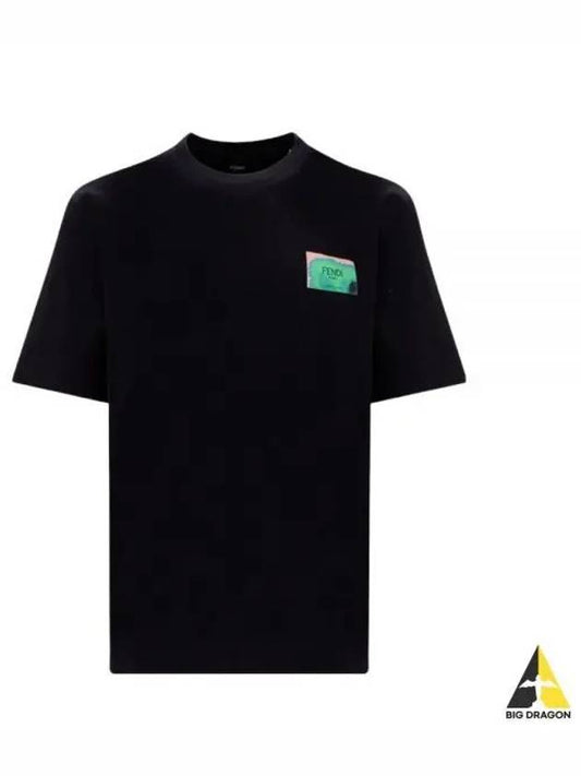 Logo Label Patch Short Sleeve T-Shirt Black - FENDI - BALAAN 2