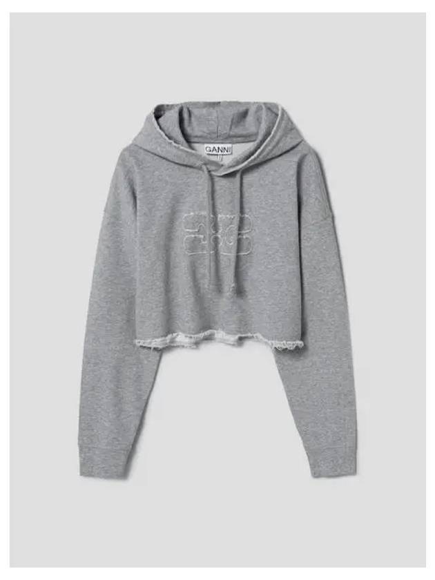 Isoli Crop Oversized Hooded Sweatshirt Hoody Gray Domestic Product GM0024021640721 - GANNI - BALAAN 1