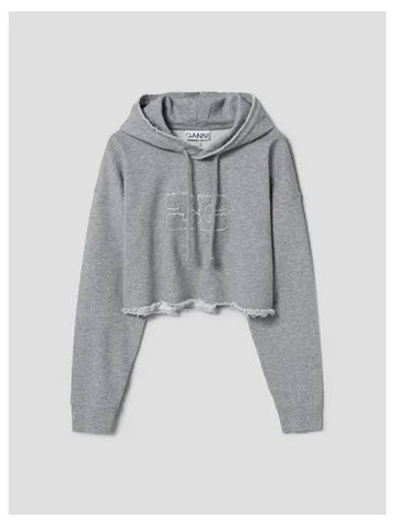 Isoli Crop Oversized Hooded Sweatshirt Hoody Gray Domestic Product GM0024021640721 - GANNI - BALAAN 1