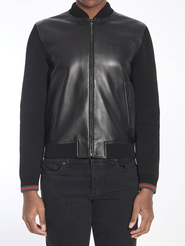 Knit leather jacket black - GUCCI - BALAAN 2