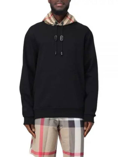 Check Hood Cotton Hoodie Black - BURBERRY - BALAAN 2