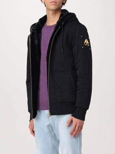 Men's Linden Bunny Gold Metal Hooded Jacket Black - MOOSE KNUCKLES - BALAAN 2