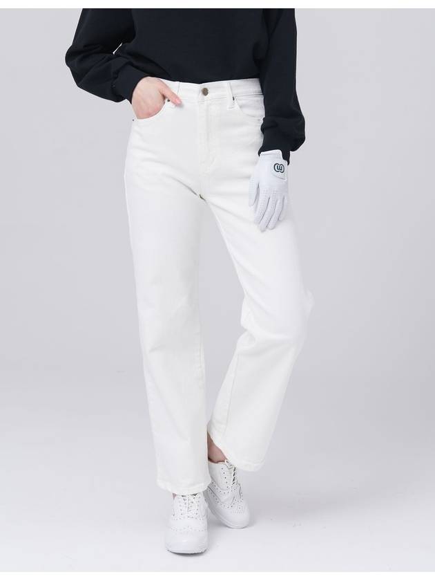 Waist Belt Inner Banding Straight Fit Cotton Span White Pants DO3242PT62 - DOYOUKNOWMC GOLF WEAR - BALAAN 4