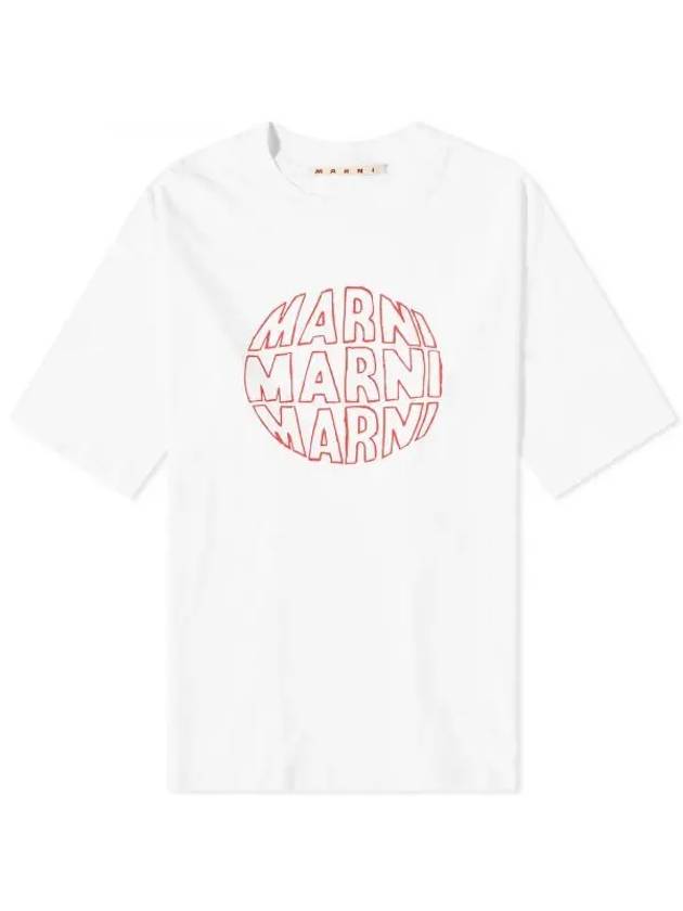 Circular Logo Short Sleeve T-Shirt Lily White - MARNI - BALAAN 1