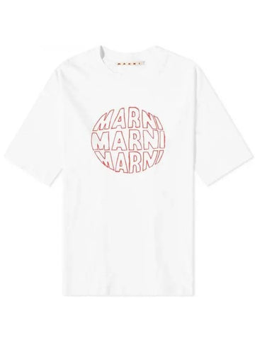 Circular Logo Short Sleeve T-Shirt Lily White - MARNI - BALAAN 1