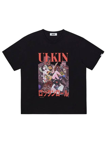 Artist Print Rock & Roll Short Sleeve T-Shirt Black - ULKIN - BALAAN 1