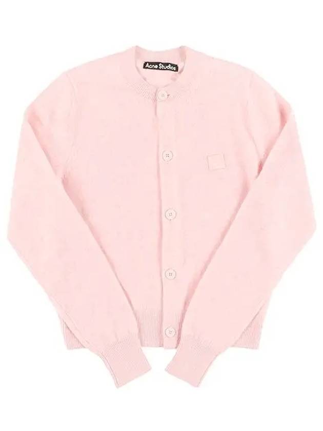 A60280 FADED PINK MELANGE face logo patch cardigan - ACNE STUDIOS - BALAAN 2