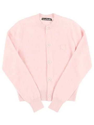 A60280 FADED PINK MELANGE face logo patch cardigan - ACNE STUDIOS - BALAAN 1